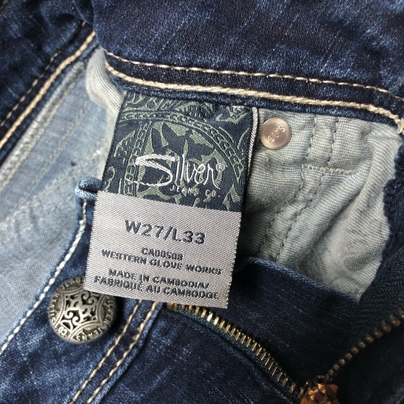 Silver Jeans • Slim Boot Tuesday Flap Jeans Sz 27 - Picture 7 of 12